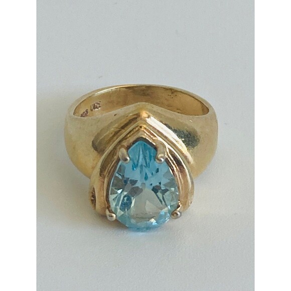 14k gold over 925 Sterling Silver 6ct natural blue Topaz Ring